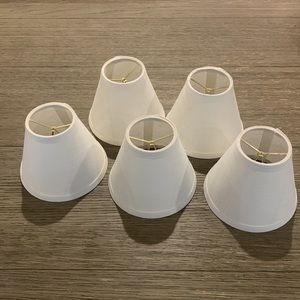 Set of 5 chandelier lamp shades. 5 inch high. 6 inch wide at base. New!